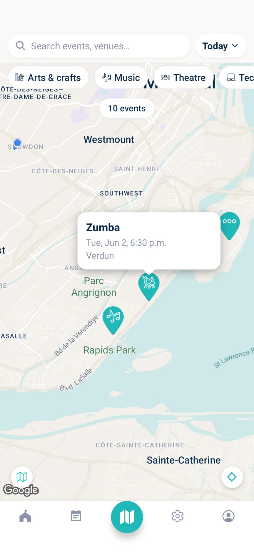 Wasssup — live map of Montréal events